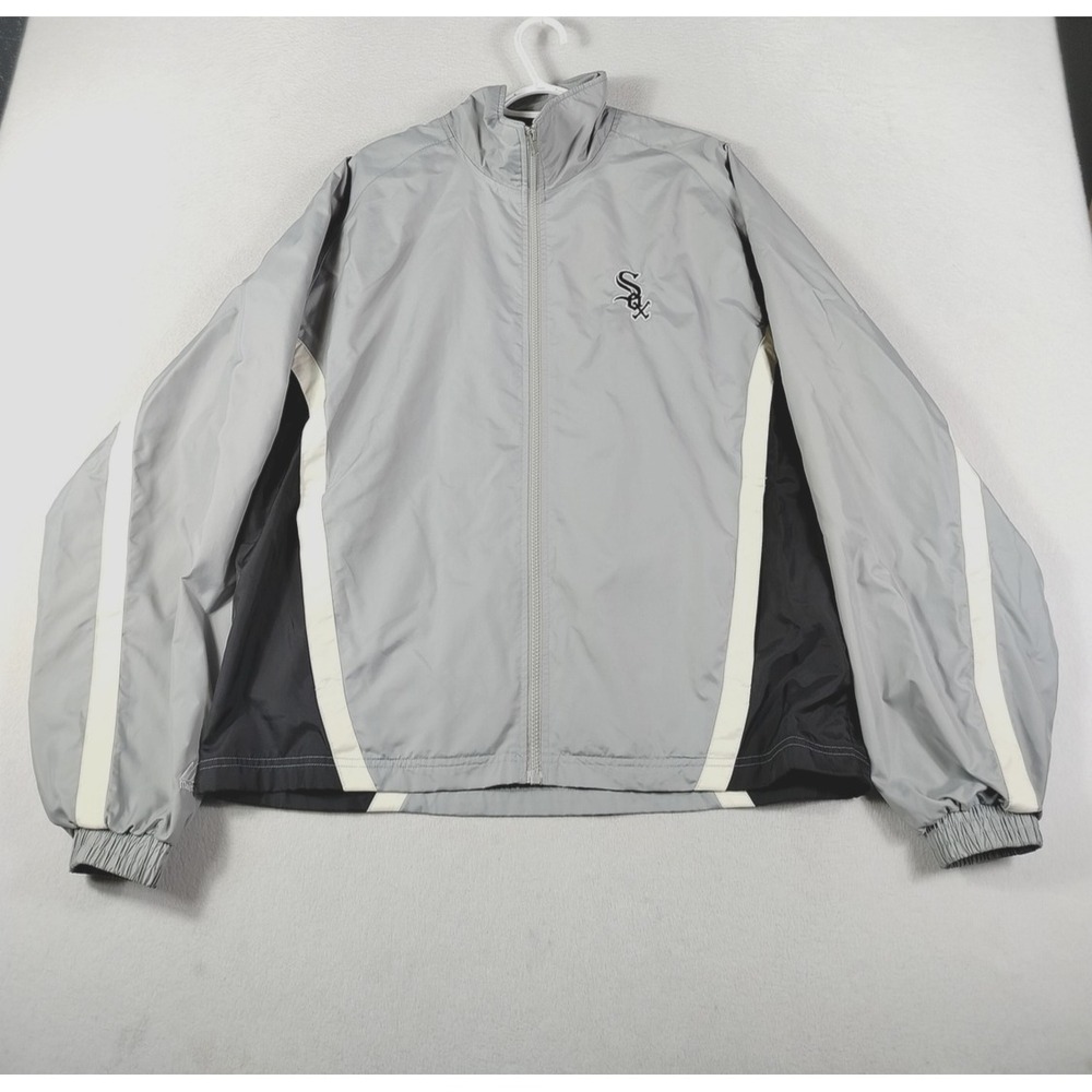 Chicago White Sox Jacket Mens Large Gray MLB‎ Baseball Majestic Windbreaker